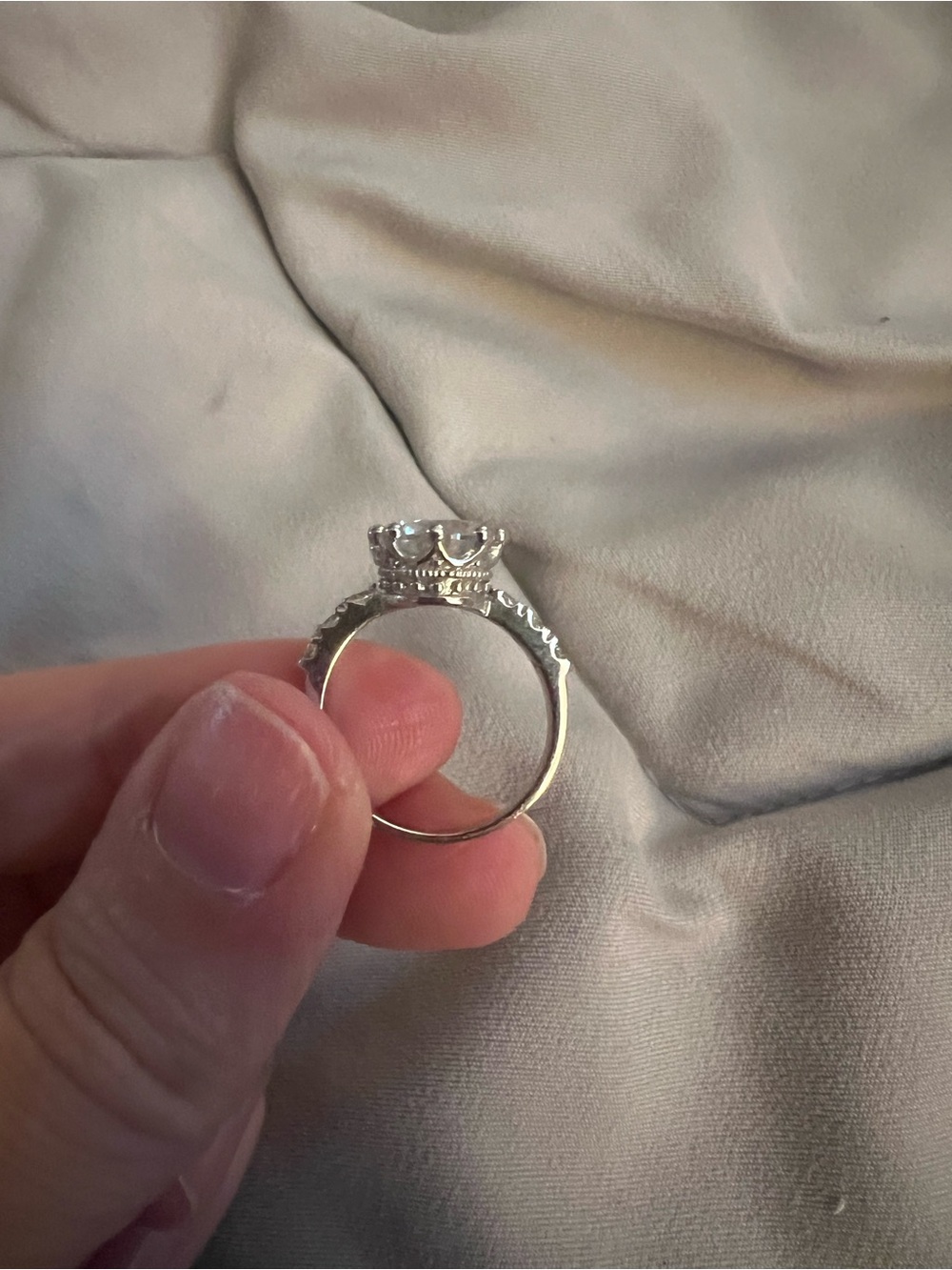 Silver-Tone Clear Stone Crown Ring - Women's Fashion Jewelry